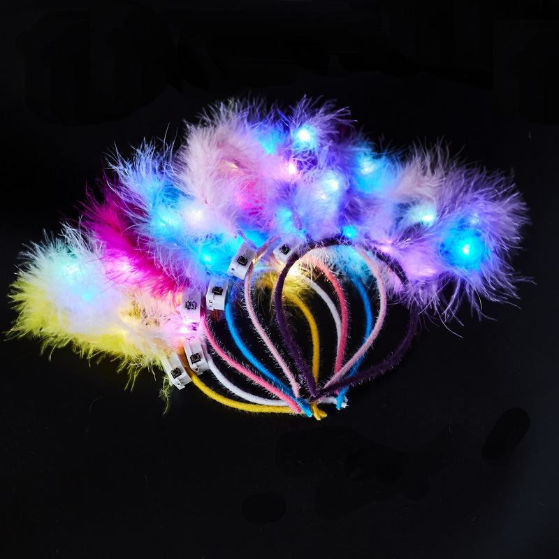 Luminous 10 Lights Rabbit Ears Hair Hoop Flash Antlers Push Cat Ears Mickey Light Included Headband Stall Toys Wholesale