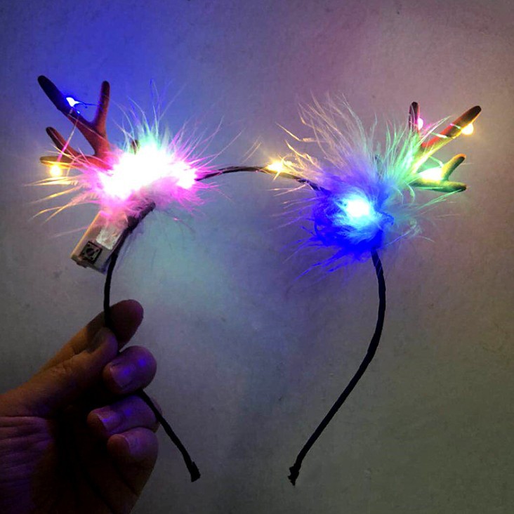 Luminous 10 Lights Rabbit Ears Hair Hoop Flash Antlers Push Cat Ears Mickey Light Included Headband Stall Toys Wholesale
