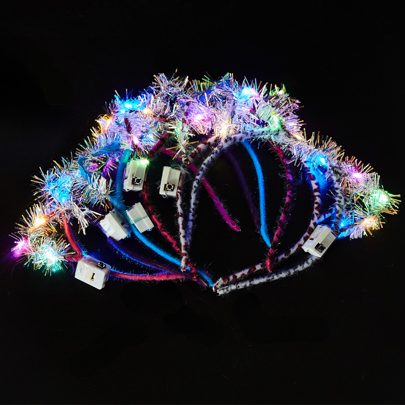 Luminous 10 Lights Rabbit Ears Hair Hoop Flash Antlers Push Cat Ears Mickey Light Included Headband Stall Toys Wholesale