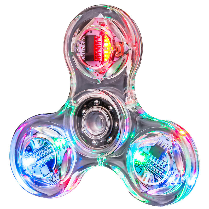 Crystal Led Fingertip Gyro for Decompression Three-Leaf Colorful Luminous Glow Toy Decompression Artifact Stall Hot Sale