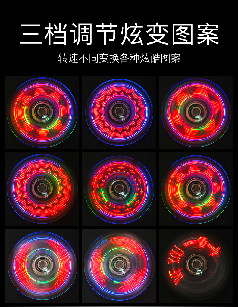 Crystal Led Fingertip Gyro for Decompression Three-Leaf Colorful Luminous Glow Toy Decompression Artifact Stall Hot Sale