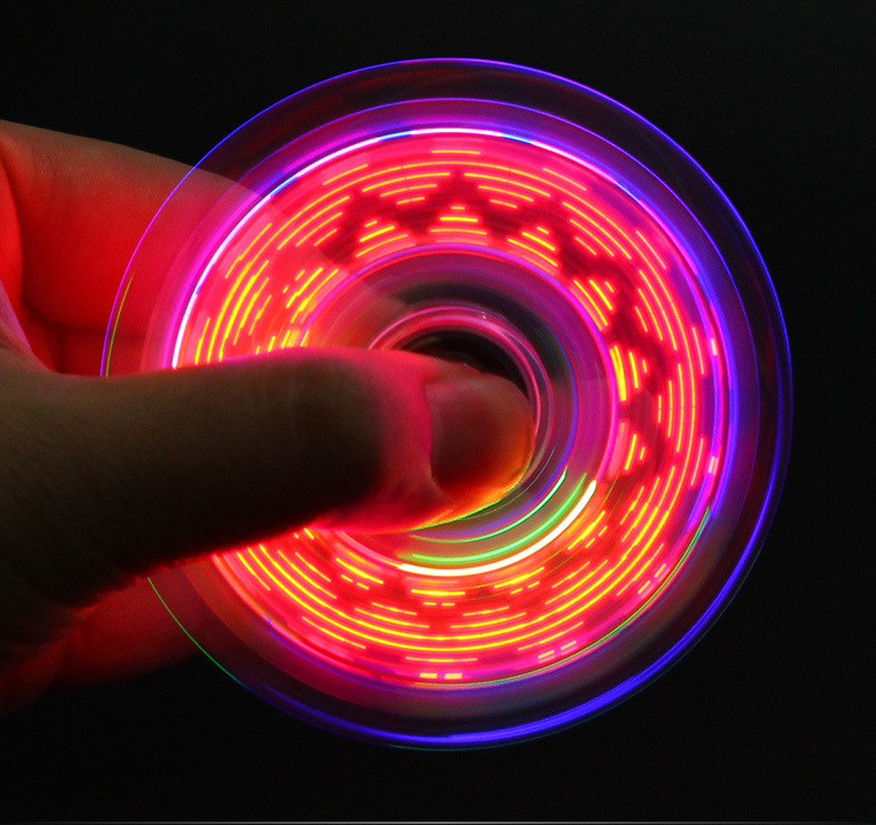 Crystal Led Fingertip Gyro for Decompression Three-Leaf Colorful Luminous Glow Toy Decompression Artifact Stall Hot Sale