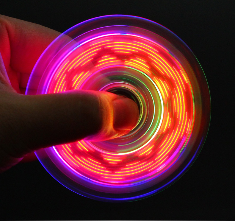 Crystal Led Fingertip Gyro for Decompression Three-Leaf Colorful Luminous Glow Toy Decompression Artifact Stall Hot Sale
