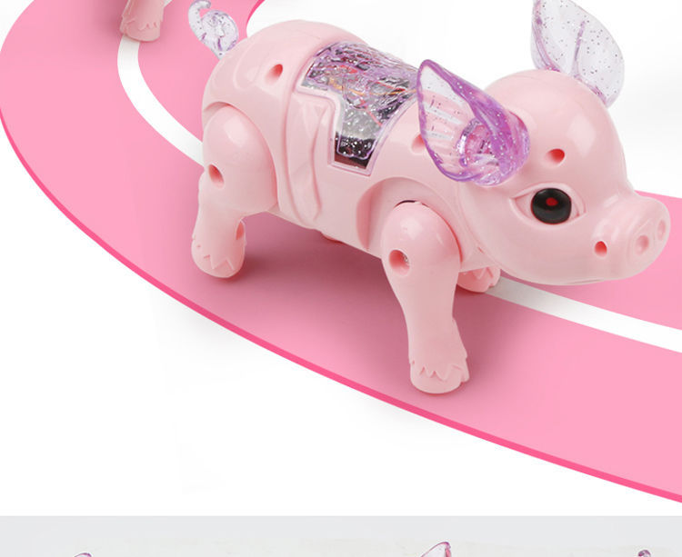 Tiktok Same Style Running Rope Pig Creative Glow Music Children's Toy Electric Pig Night Market Stall Supply