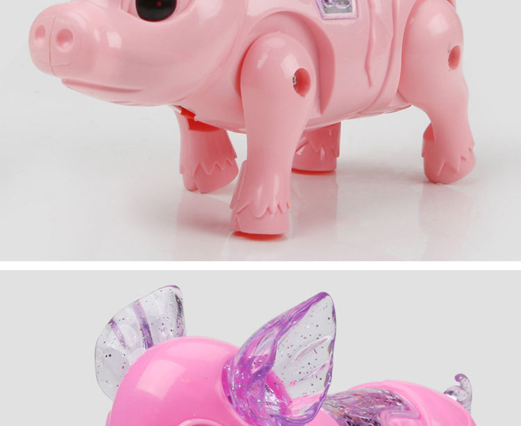 Tiktok Same Style Running Rope Pig Creative Glow Music Children's Toy Electric Pig Night Market Stall Supply