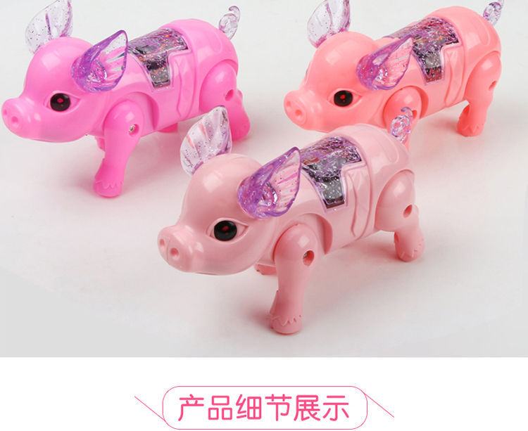 Tiktok Same Style Running Rope Pig Creative Glow Music Children's Toy Electric Pig Night Market Stall Supply