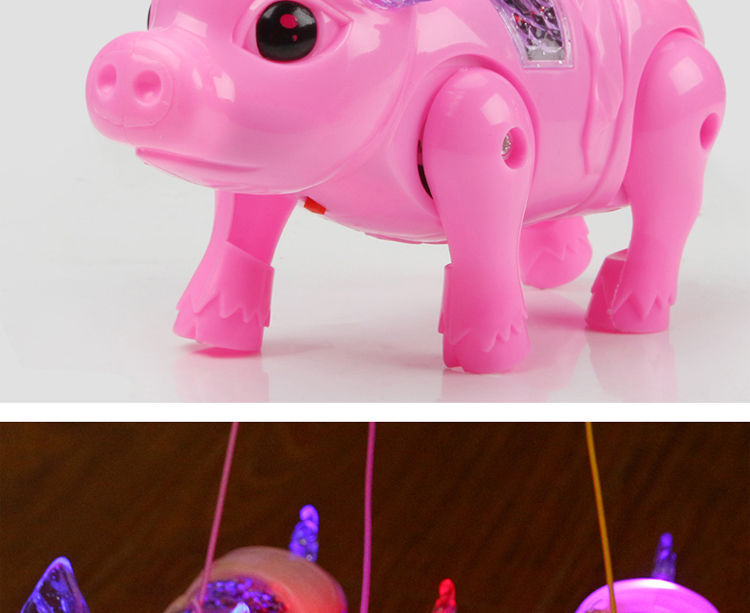 Tiktok Same Style Running Rope Pig Creative Glow Music Children's Toy Electric Pig Night Market Stall Supply