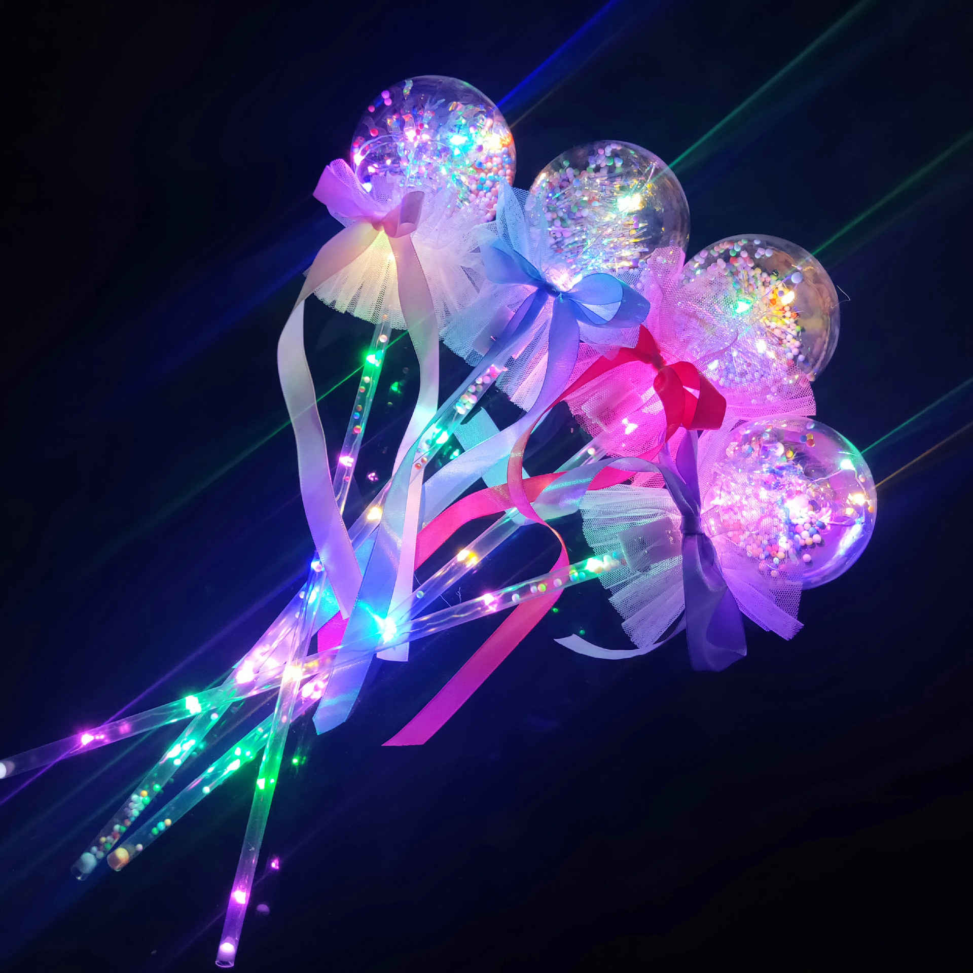 New Flash Magic Wand Glow Stick Children's Luminous Toys Stall Drainage Bounce Ball Star Sky Ball Magic Wand