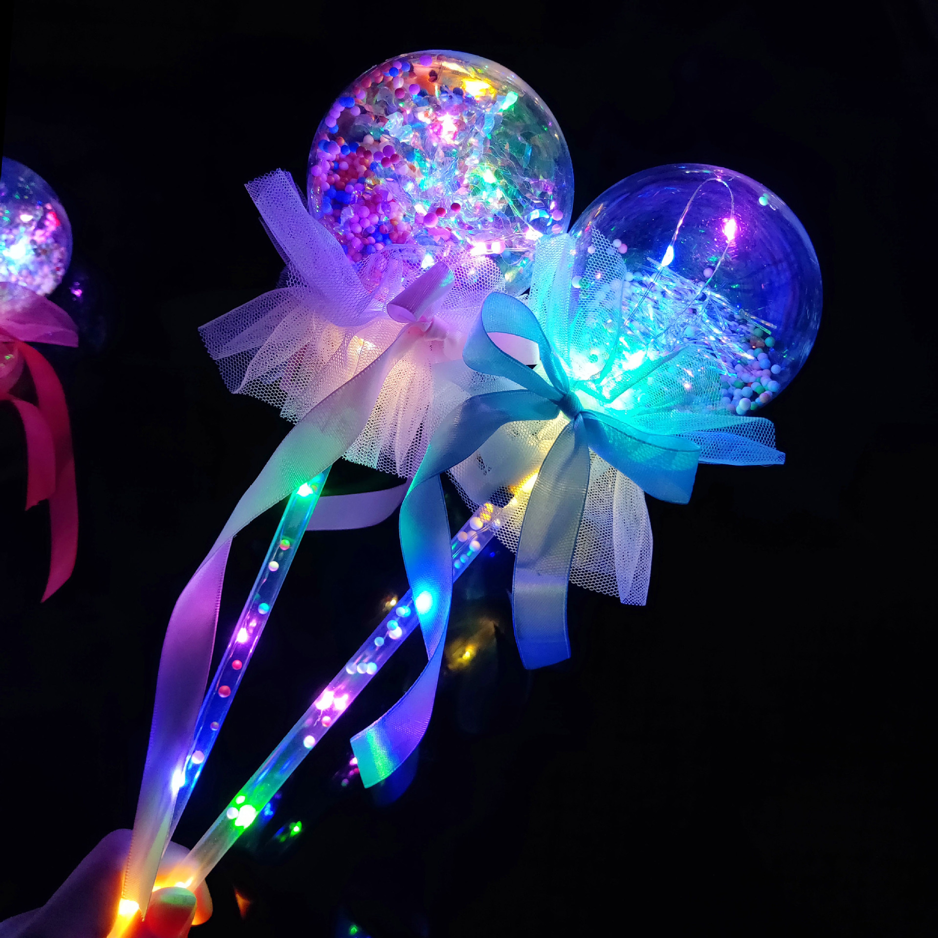 New Flash Magic Wand Glow Stick Children's Luminous Toys Stall Drainage Bounce Ball Star Sky Ball Magic Wand