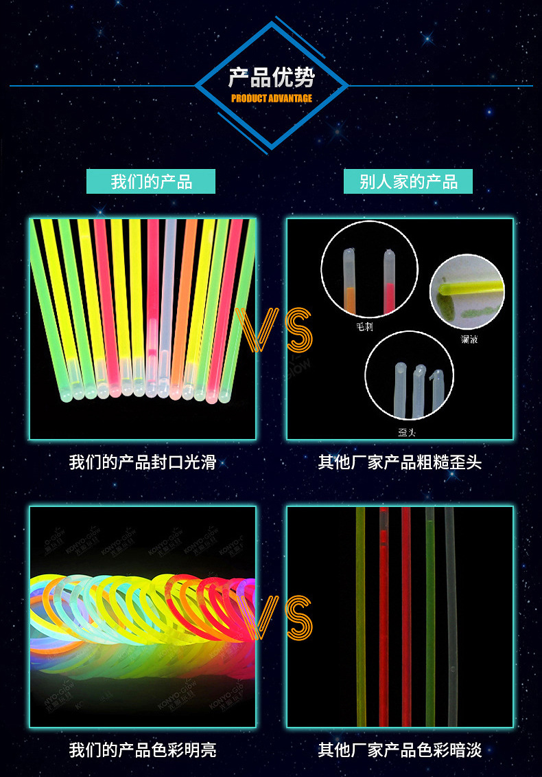 Light Stick Factory Wholesale Stall Supply 100 TikTok Fluorescent Dance Party Holiday Party Outdoor Glow Stick