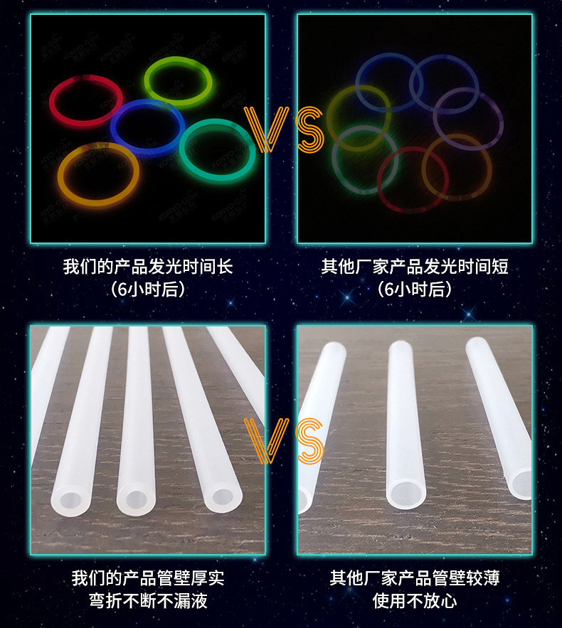 Light Stick Factory Wholesale Stall Supply 100 TikTok Fluorescent Dance Party Holiday Party Outdoor Glow Stick