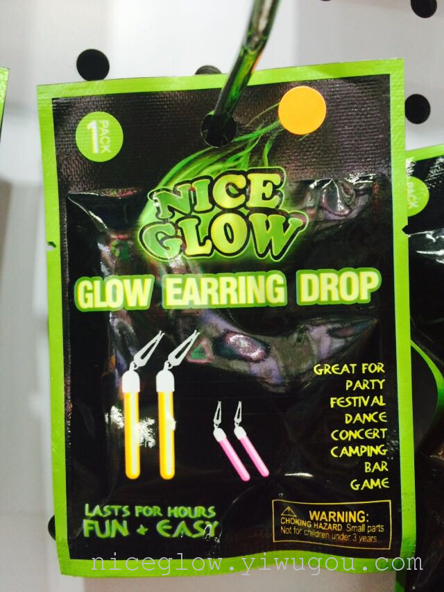 Glow stick Earring drop/Glow dangler/Glow earbob