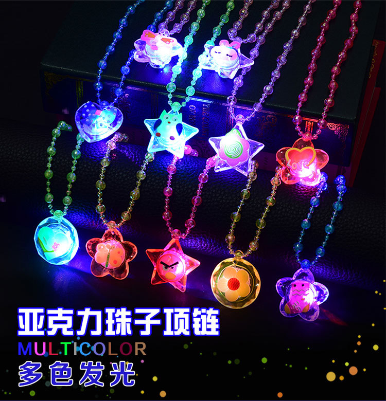 Glow necklace earring ring bow little night light LED hair clip night market