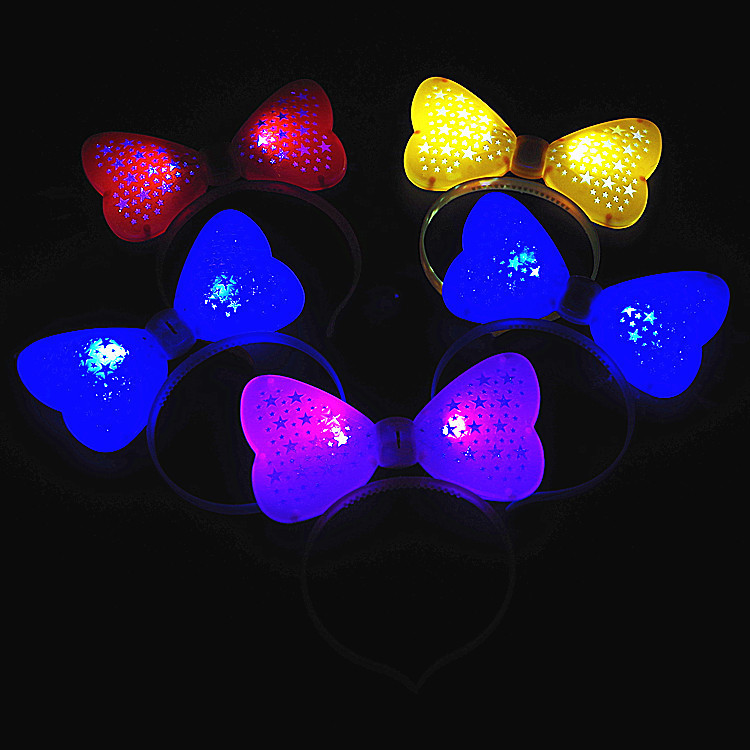 Glow necklace earring ring bow little night light LED hair clip night market