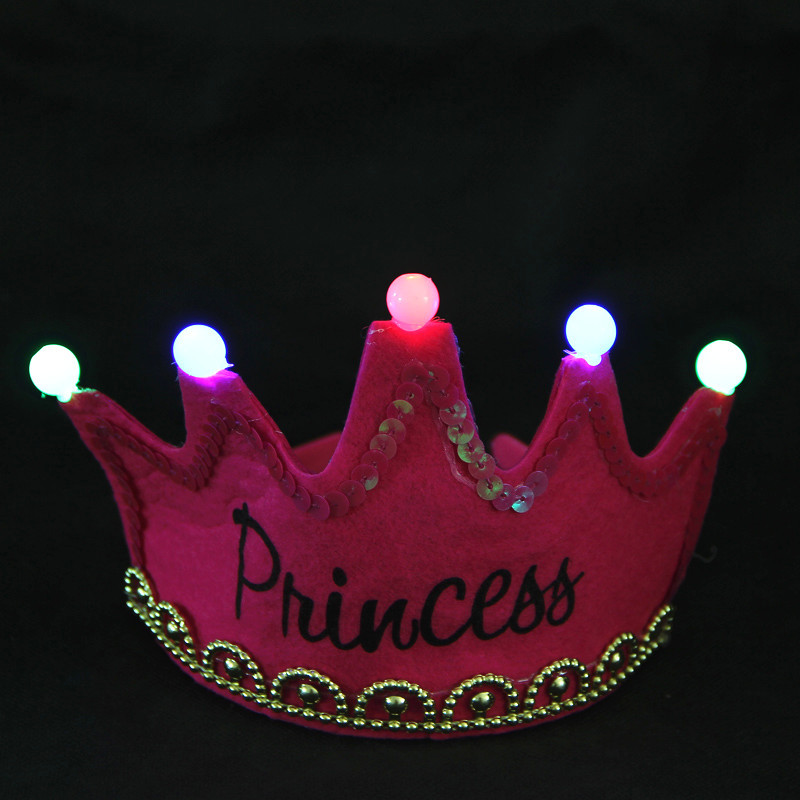 New non-woven colorful birthday Hat Crown LED multi-color light emitting light emitting five-light Crown