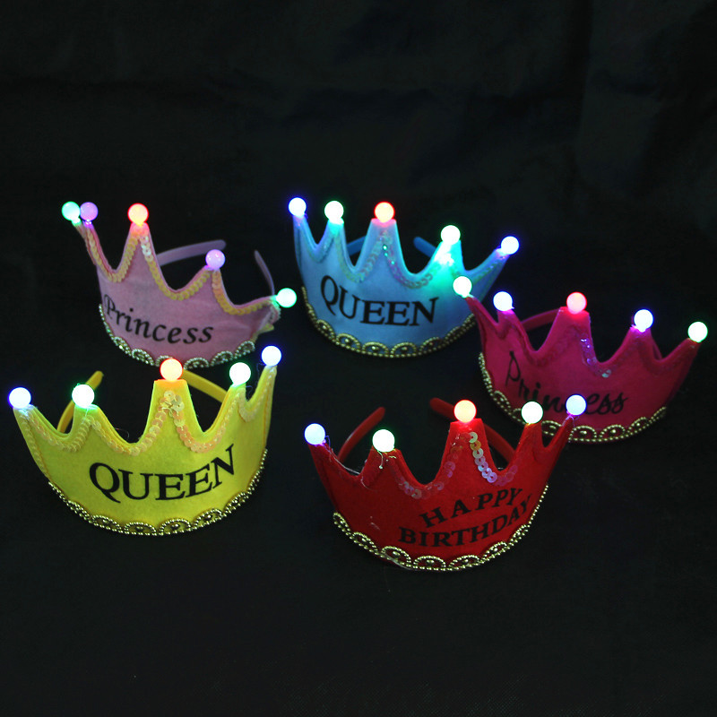 New non-woven colorful birthday Hat Crown LED multi-color light emitting light emitting five-light Crown