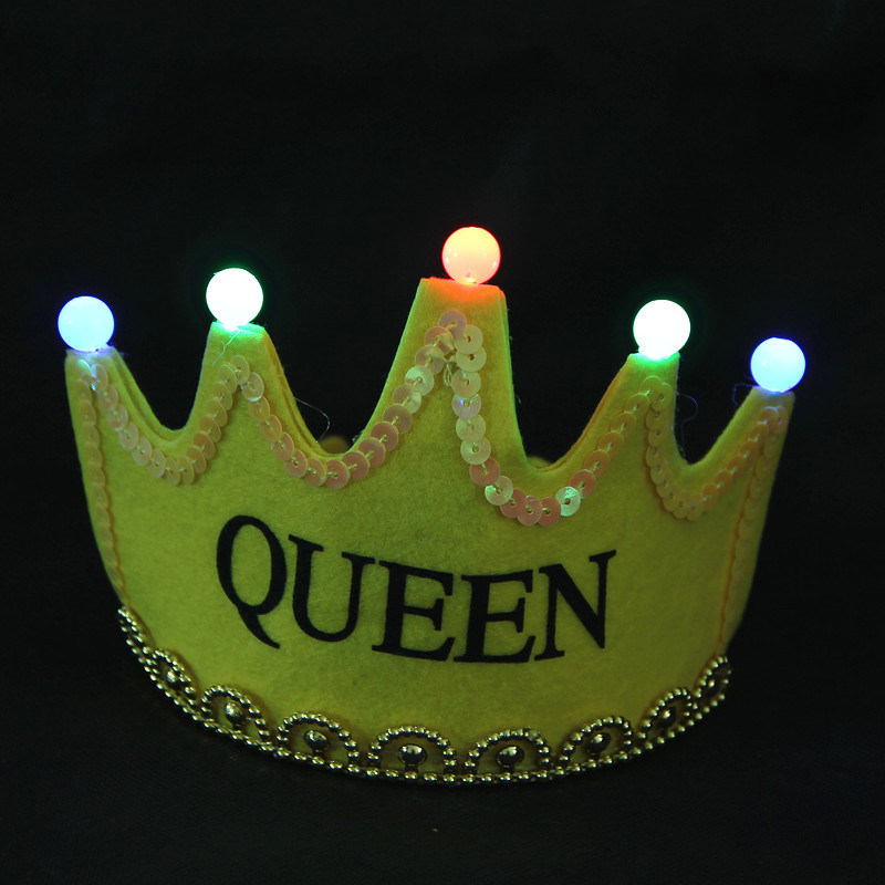 New non-woven colorful birthday Hat Crown LED multi-color light emitting light emitting five-light Crown
