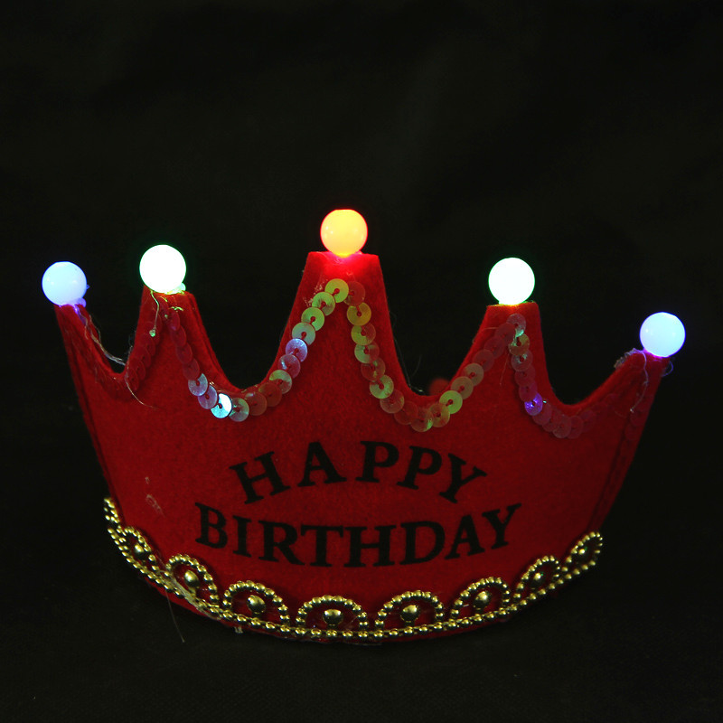 New non-woven colorful birthday Hat Crown LED multi-color light emitting light emitting five-light Crown