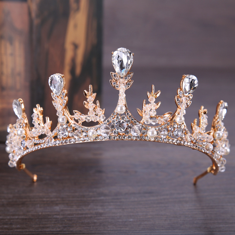 Tuoming New Wheat Headdress Bridal Wedding Headdress Crown Headband Birthday Banquet Crystal Crown Accessories