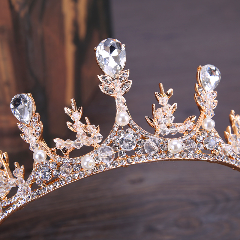 Tuoming New Wheat Headdress Bridal Wedding Headdress Crown Headband Birthday Banquet Crystal Crown Accessories
