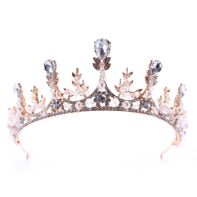 Tuoming New Wheat Headdress Bridal Wedding Headdress Crown Headband Birthday Banquet Crystal Crown Accessories