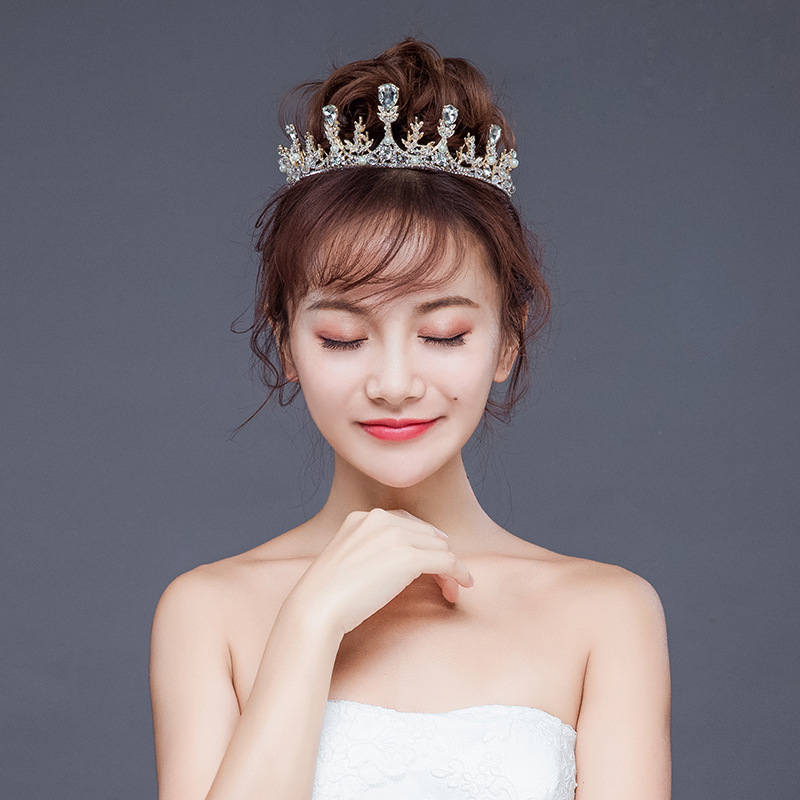 Tuoming New Wheat Headdress Bridal Wedding Headdress Crown Headband Birthday Banquet Crystal Crown Accessories
