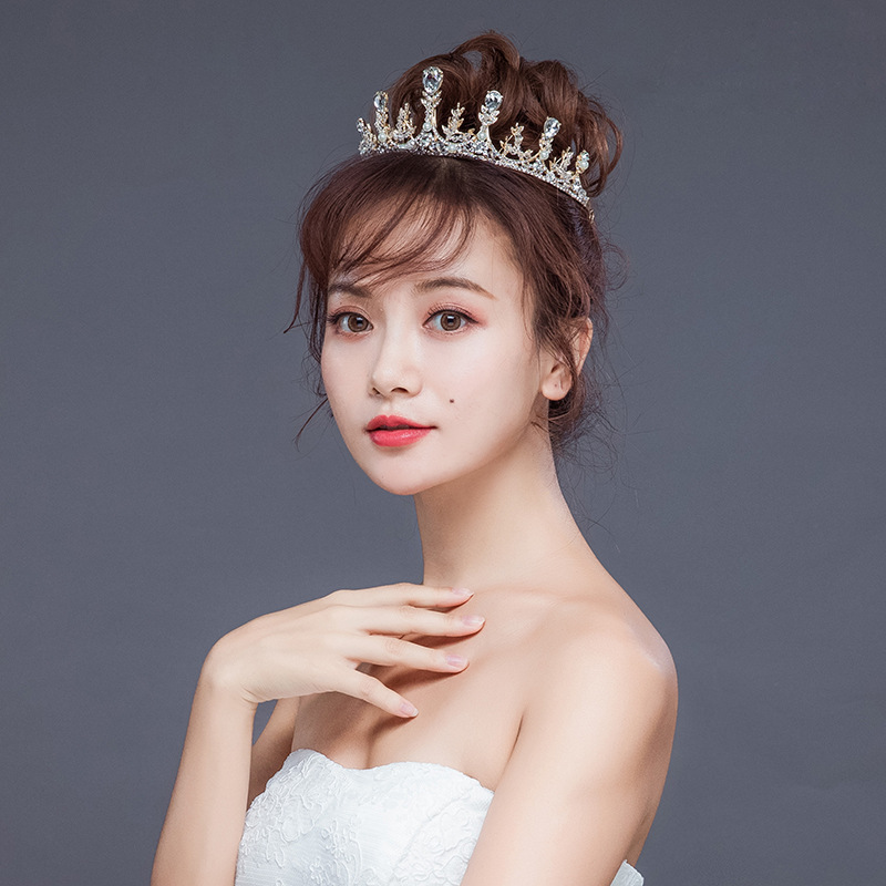 Tuoming New Wheat Headdress Bridal Wedding Headdress Crown Headband Birthday Banquet Crystal Crown Accessories
