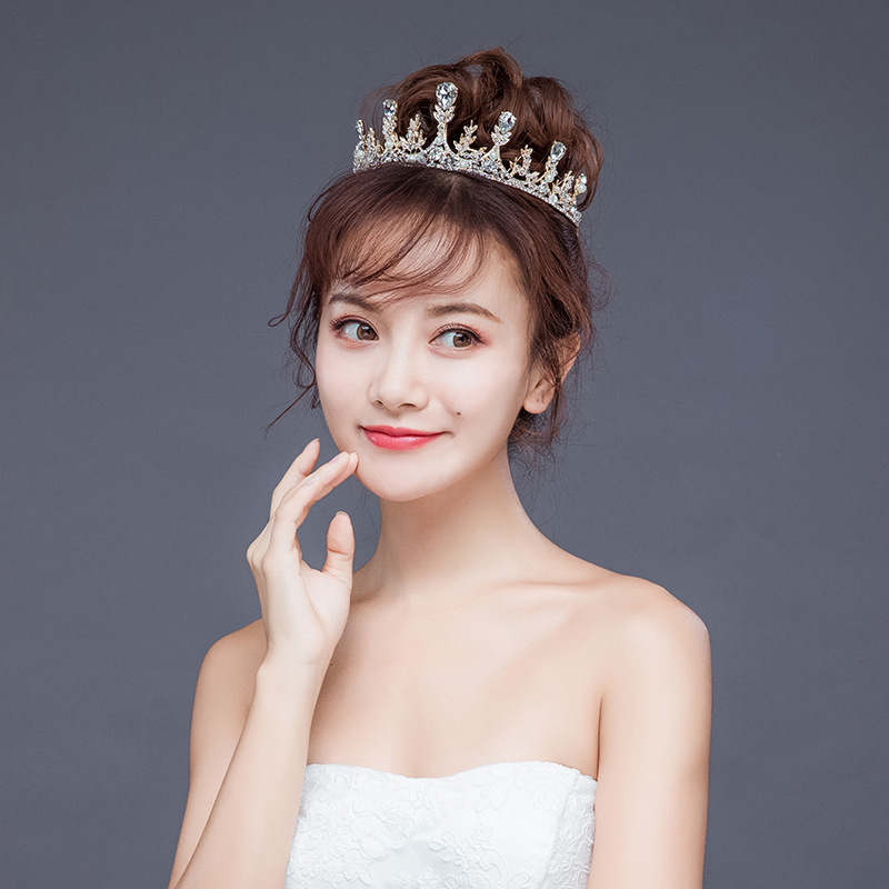 Tuoming New Wheat Headdress Bridal Wedding Headdress Crown Headband Birthday Banquet Crystal Crown Accessories
