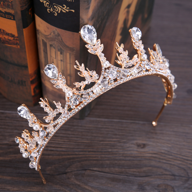 Tuoming New Wheat Headdress Bridal Wedding Headdress Crown Headband Birthday Banquet Crystal Crown Accessories