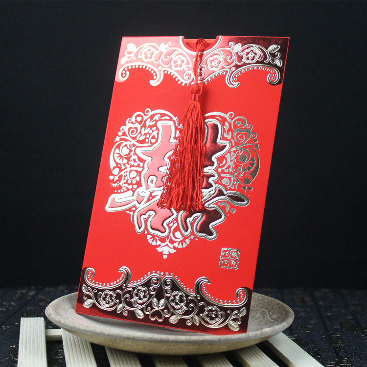 Low Price Processing Factory Creative Wedding Invitations and Announcements Wedding Invitation Invitation Card Printing Chinese Tassel Wedding Invitation
