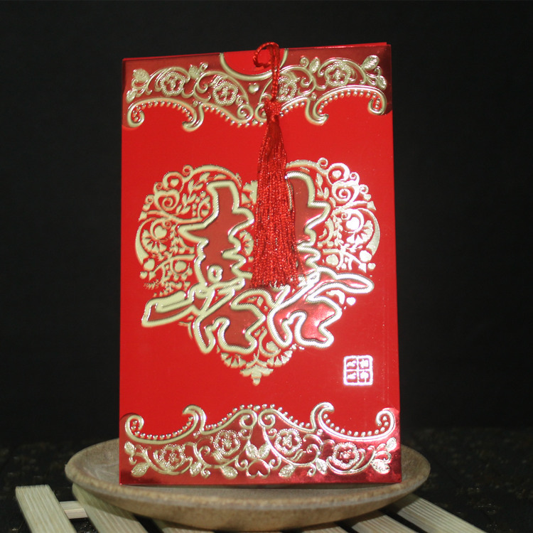 Low Price Processing Factory Creative Wedding Invitations and Announcements Wedding Invitation Invitation Card Printing Chinese Tassel Wedding Invitation
