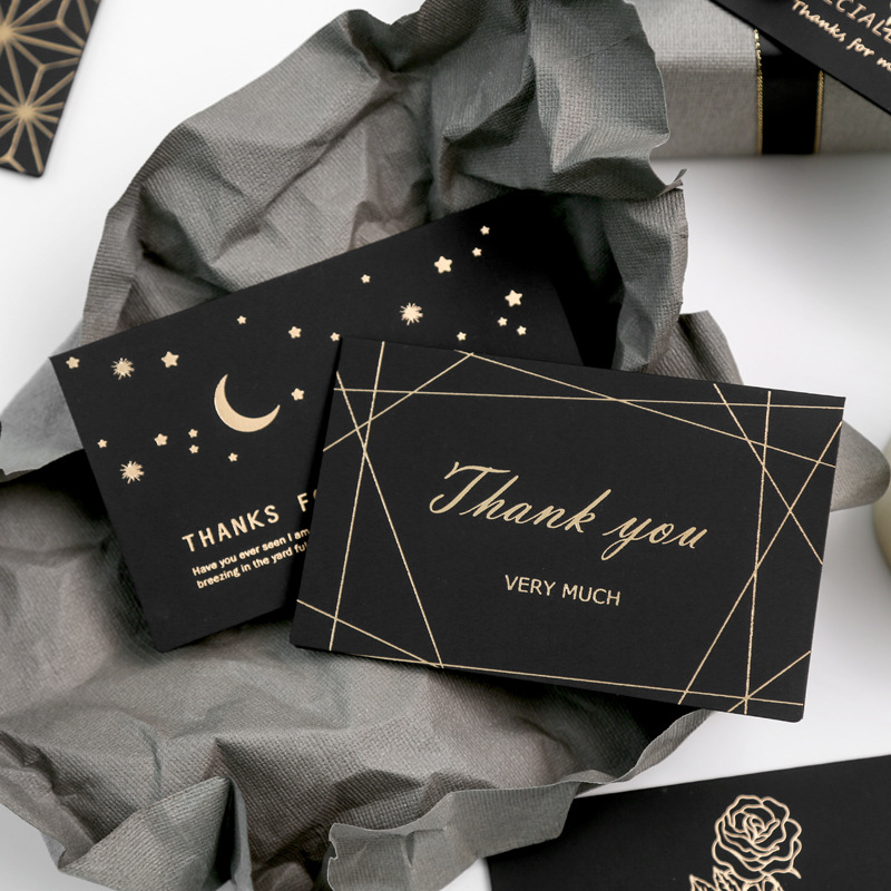 Gilding Greeting Card Creative Black Gift Thank You Blessing Birthday Invitation Invitations