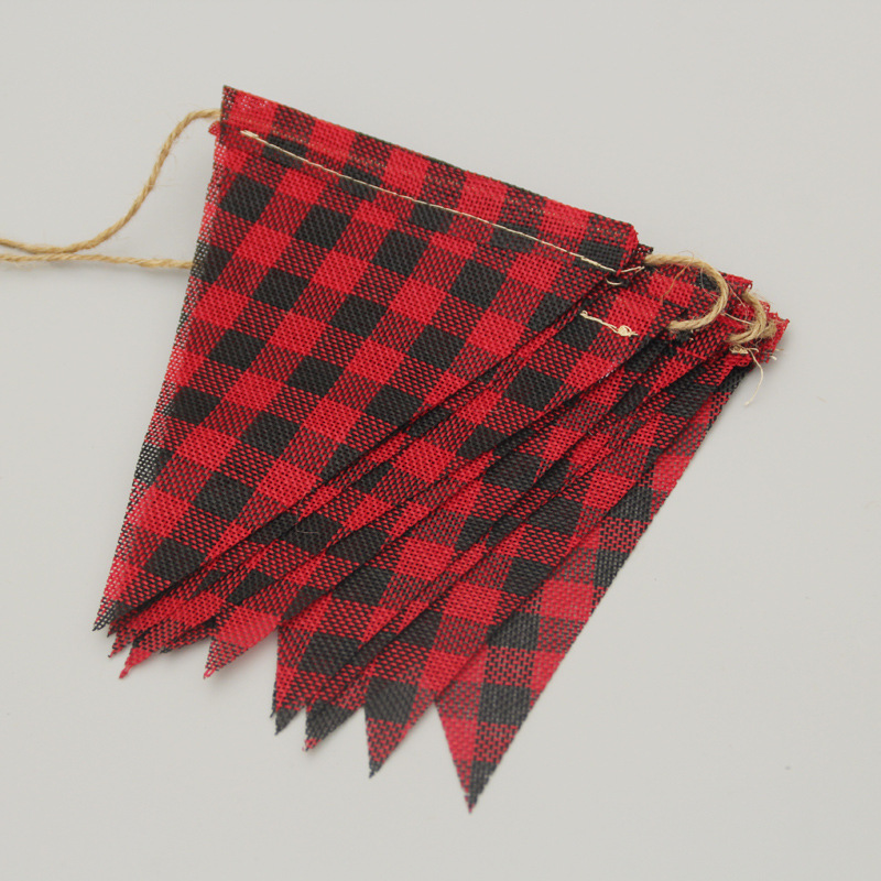 Factory Self-Operated Christmas Party Decoration Lumberjack Theme String Flags Red and Black Color Triangle Flag Factory Self-Operated Christmas Party Decoration Lumberjack Theme String Flags Red and Black Color Triangle Flag