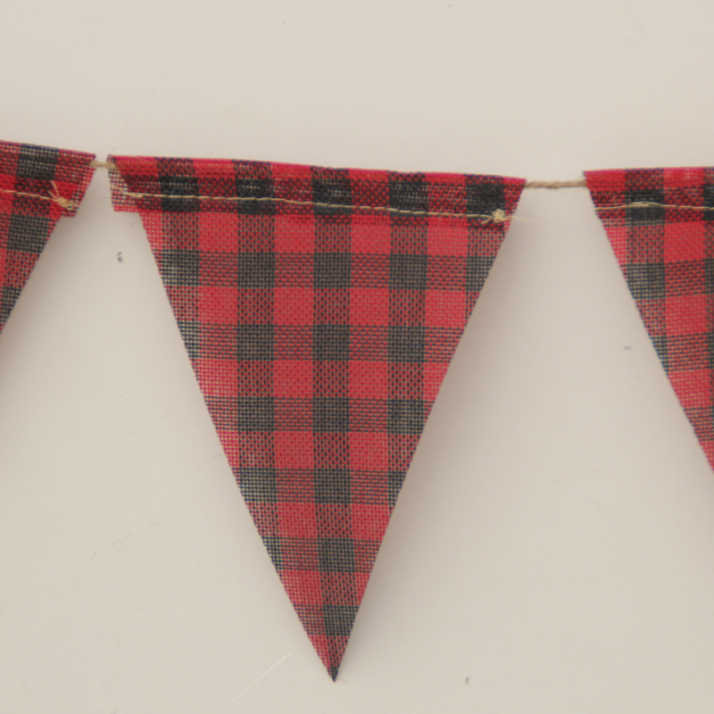 Factory Self-Operated Christmas Party Decoration Lumberjack Theme String Flags Red and Black Color Triangle Flag Factory Self-Operated Christmas Party Decoration Lumberjack Theme String Flags Red and Black Color Triangle Flag