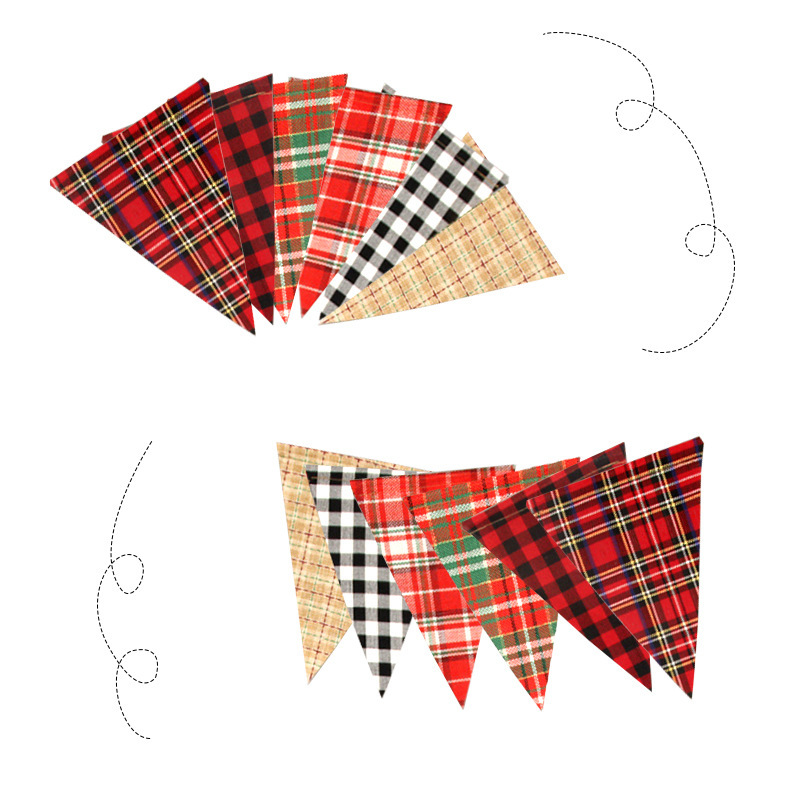 Factory Self-Operated Christmas Party Decoration Lumberjack Theme String Flags Red and Black Color Triangle Flag Factory Self-Operated Christmas Party Decoration Lumberjack Theme String Flags Red and Black Color Triangle Flag