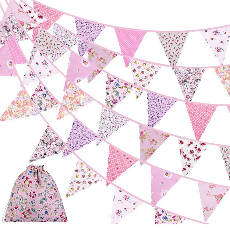 New Cotton Triangle Flag Children&#039;s Birthday Party Decoration Pennant Baby Photography Triangle Flag