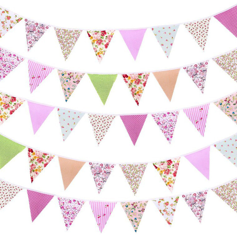 New Cotton Triangle Flag Children's Birthday Party Decoration Pennant Baby Photography Triangle Flag