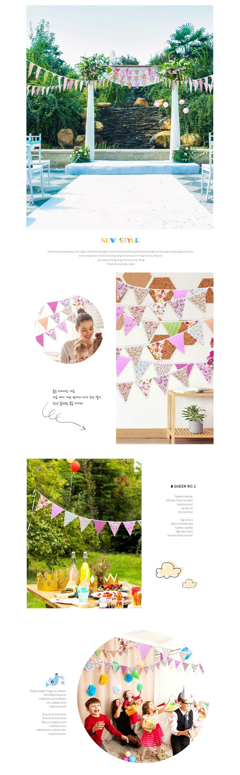 New Cotton Triangle Flag Children's Birthday Party Decoration Pennant Baby Photography Triangle Flag