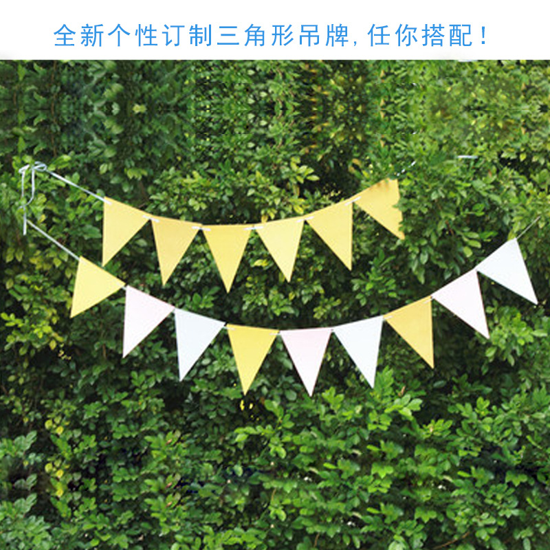 Triangle Flag  Supplies Wedding Room Layout New Year Birthday Party Latte Art Colorful Flags Triangle String Flags