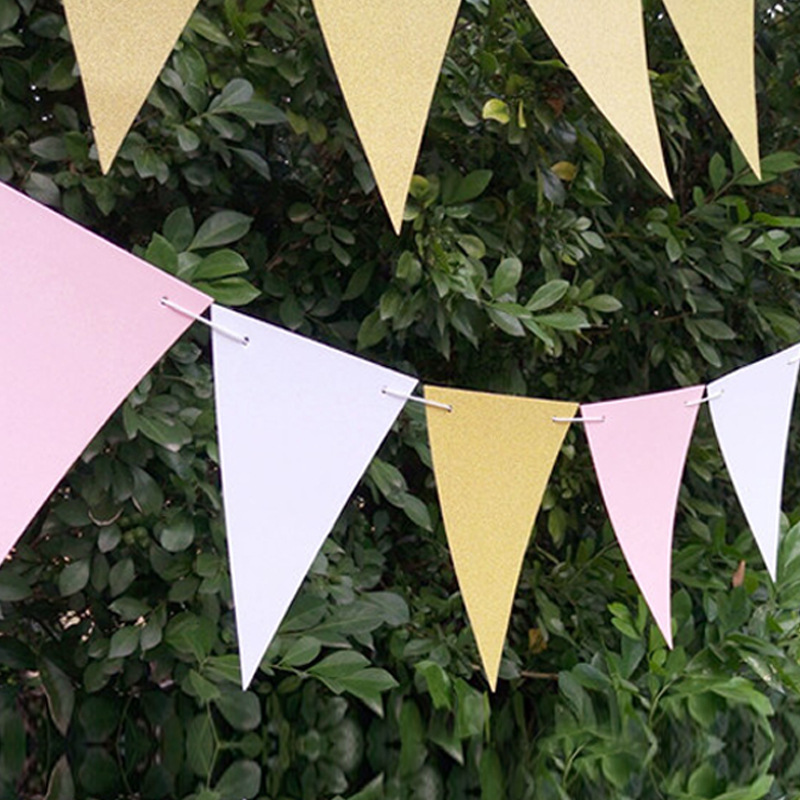 Triangle Flag  Supplies Wedding Room Layout New Year Birthday Party Latte Art Colorful Flags Triangle String Flags