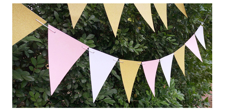 Triangle Flag  Supplies Wedding Room Layout New Year Birthday Party Latte Art Colorful Flags Triangle String Flags