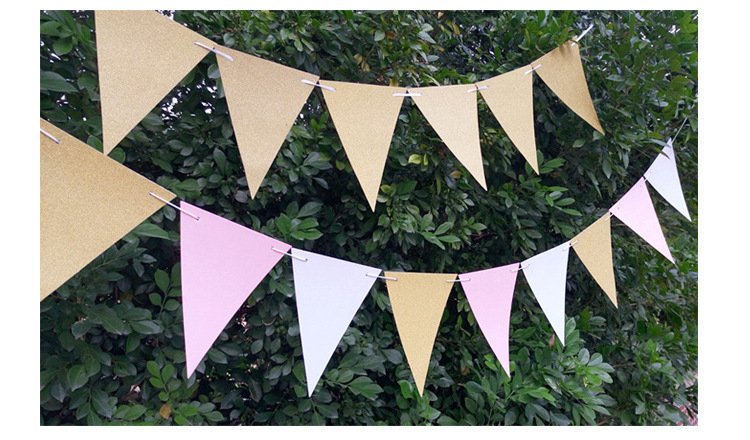 Triangle Flag  Supplies Wedding Room Layout New Year Birthday Party Latte Art Colorful Flags Triangle String Flags