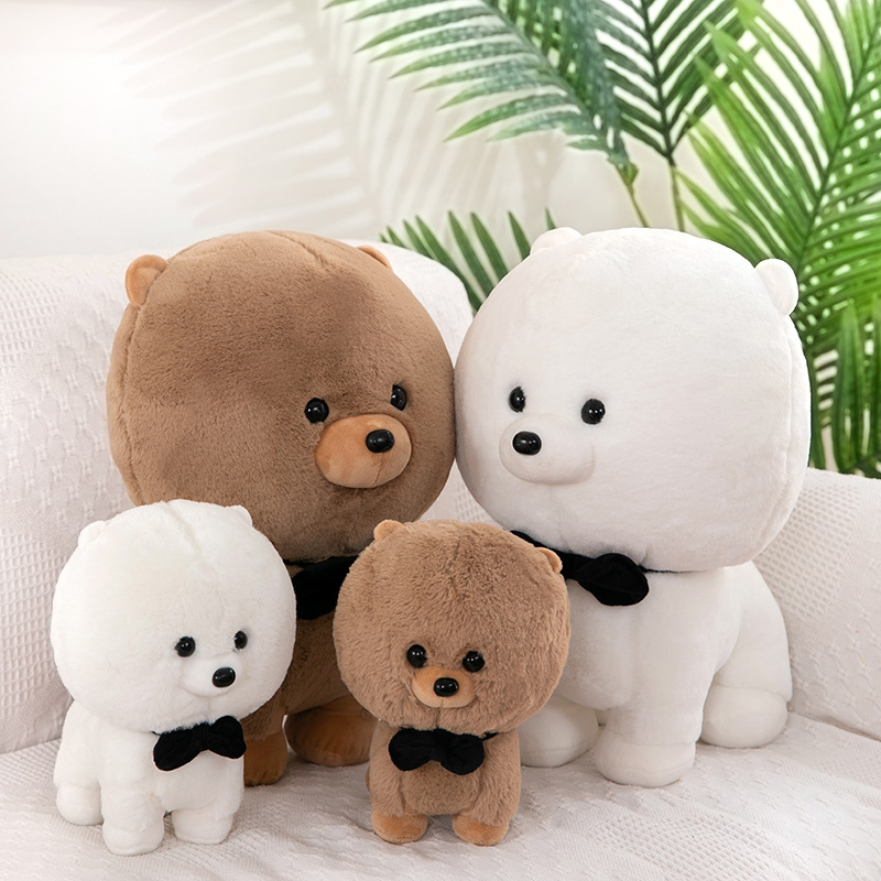 Rabbit Fur Dog Plush Toy than Bear Baby Rabbit Fur Puppy Doll Bow Tie Dog Children&#039;s Ragdoll Factory Wholesale