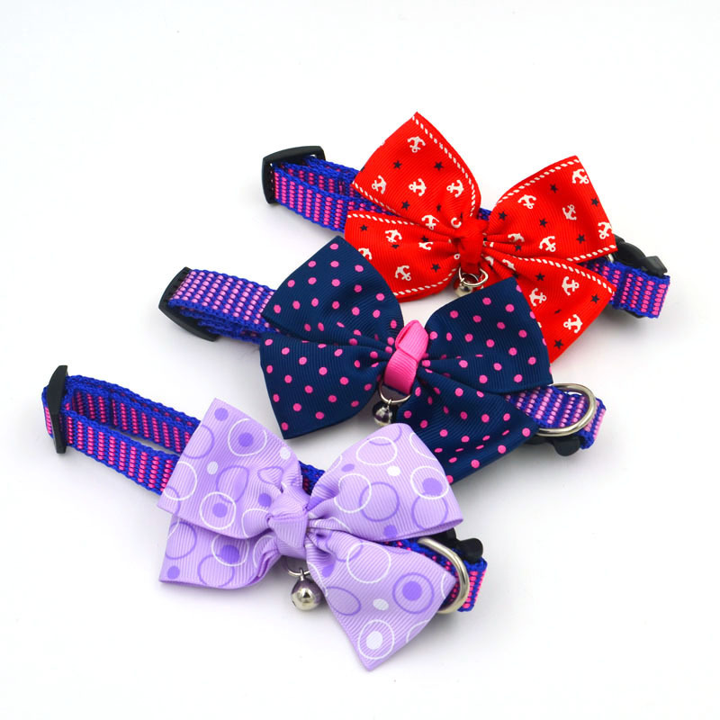 Pet Cute Bow Tie Collar Bow Dog Traction Bell Collar Pet Supplies Wholesale