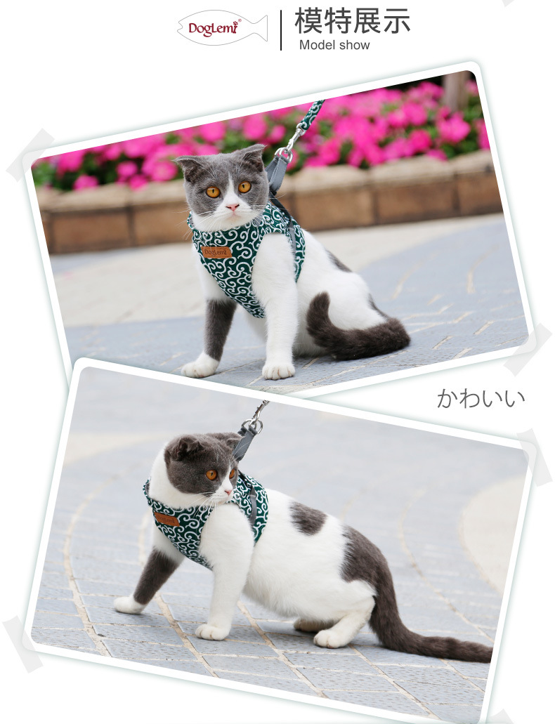 Cat Hand Holding Rope Chest Strap Cat Vest-Style Clothes Japanese Style Anti-Break Tie Cat Dog Chain Cat Rope Cat Hand Holding Rope Chest Strap Cat Vest-Style Clothes Japanese Style Anti-Break Tie Cat Dog Chain Cat Rope