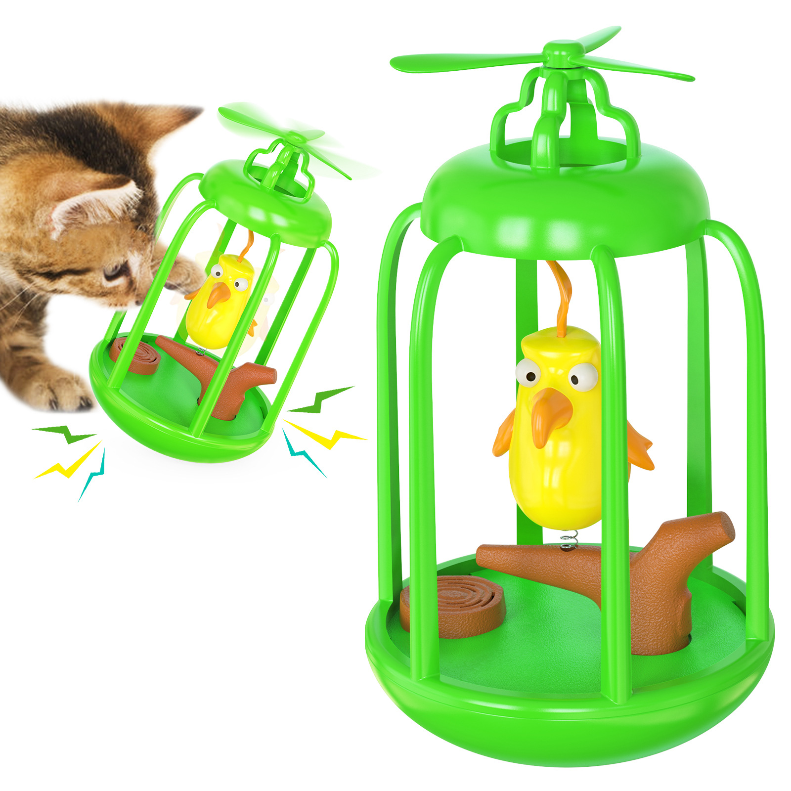 Pet Supplies Factory Wholesale Company Amazon New Popular Sound Bird Cage Funny Cat Tumbler Cat Toy