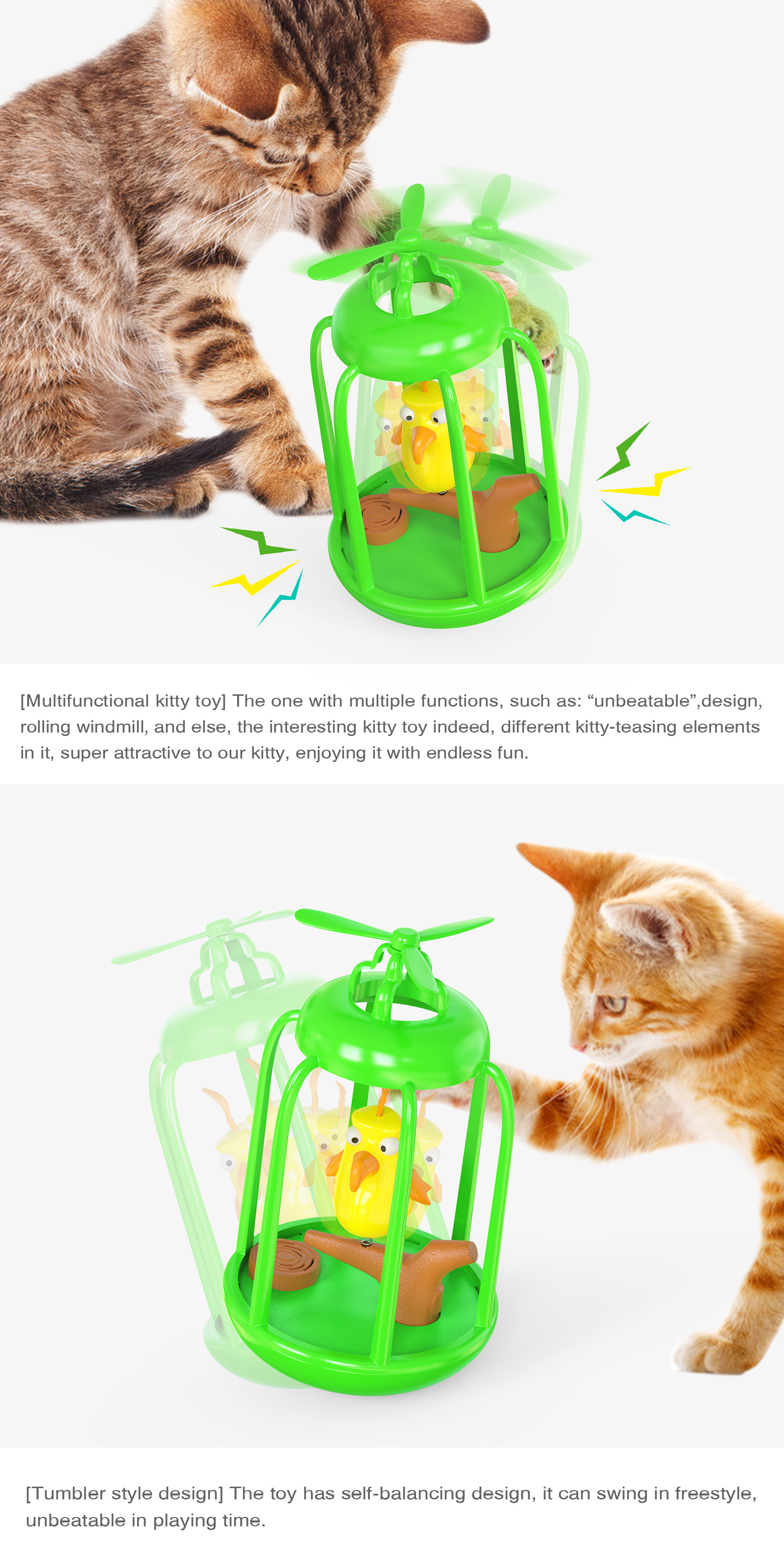 Pet Supplies Factory Wholesale Company Amazon New Popular Sound Bird Cage Funny Cat Tumbler Cat Toy