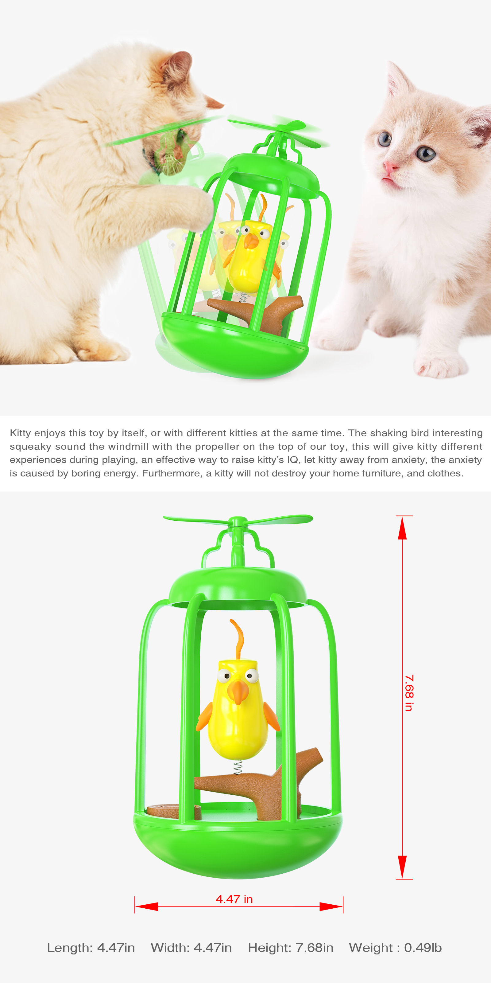 Pet Supplies Factory Wholesale Company Amazon New Popular Sound Bird Cage Funny Cat Tumbler Cat Toy