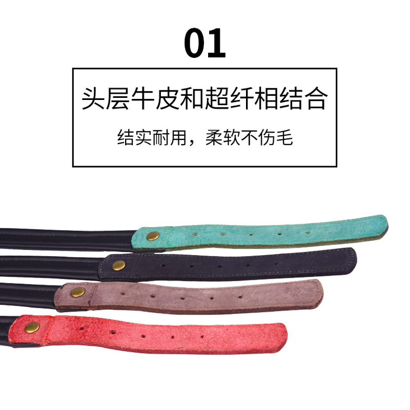 Top Layer Leather Pet Collar Stainless Steel Lettering Dog Collar Medium and Large Dog Leash Amazon Hot Sale