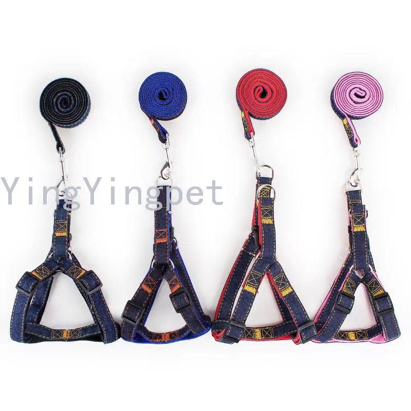 Pet Hand Holding Rope Denim Patch Chest Collar Dog leash Dog chain Dog Traction Belt Pet Supplies